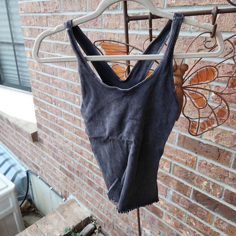 Spiritual Gangster Shelf Bra Top- Faded Black
